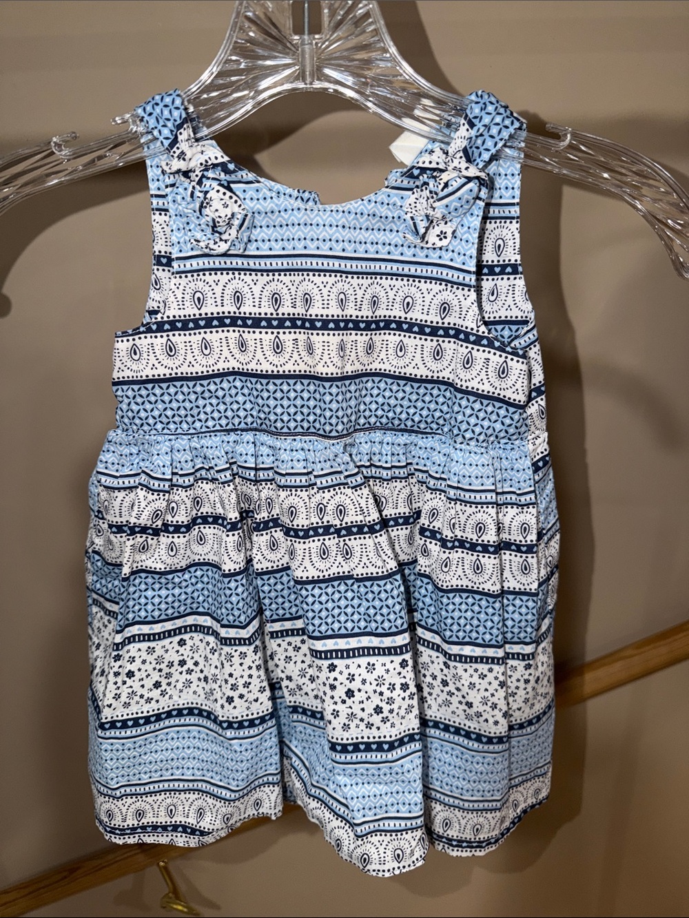 H&M Blue and White Patterned Sleeveless Dress